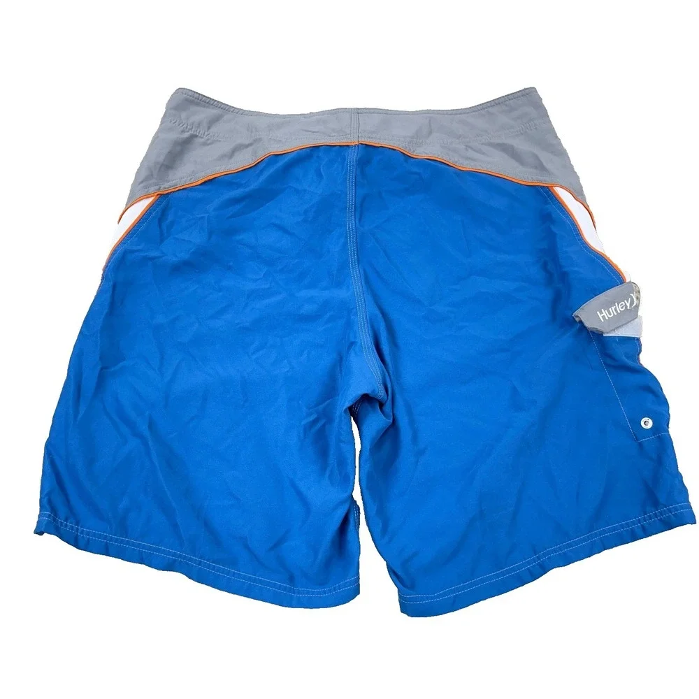 Hurley Swim Trunks Men 38 XL Gray Blue Bored Shorts Surfing‎ Spellout Adult